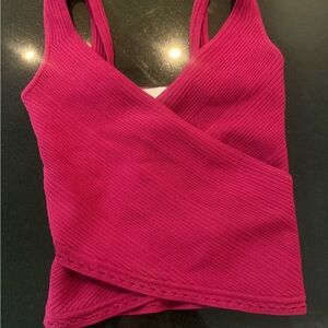 Jonathan Simkhai Ribbed Burgundy Wrap Top